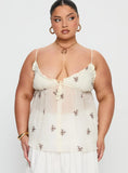 Cinnamon Embroidered Top Cream Curve
