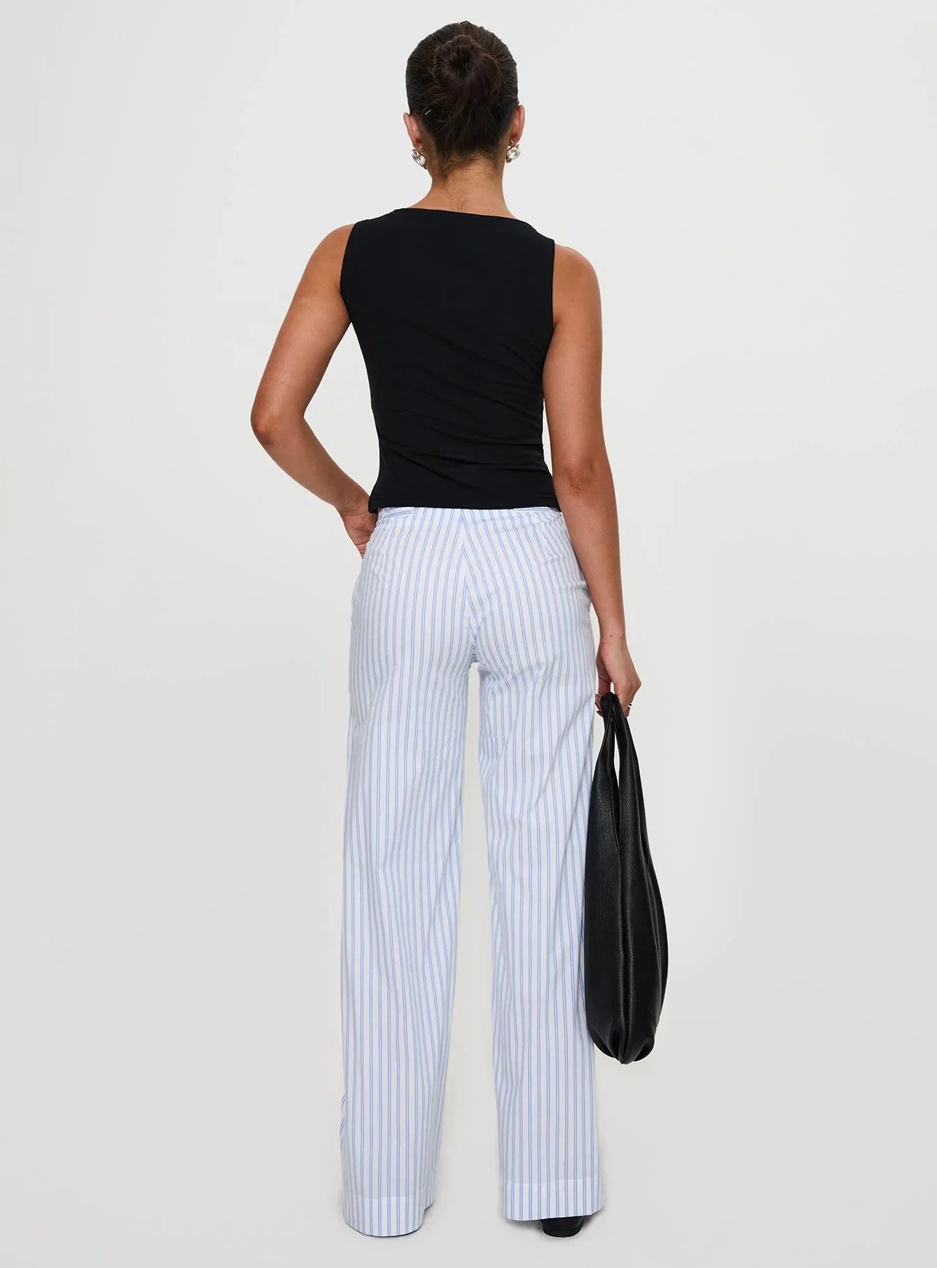 Collied Low Rise Pants Blue White Stripe