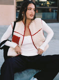 Senna Sherling Vest Jacket Cream Red