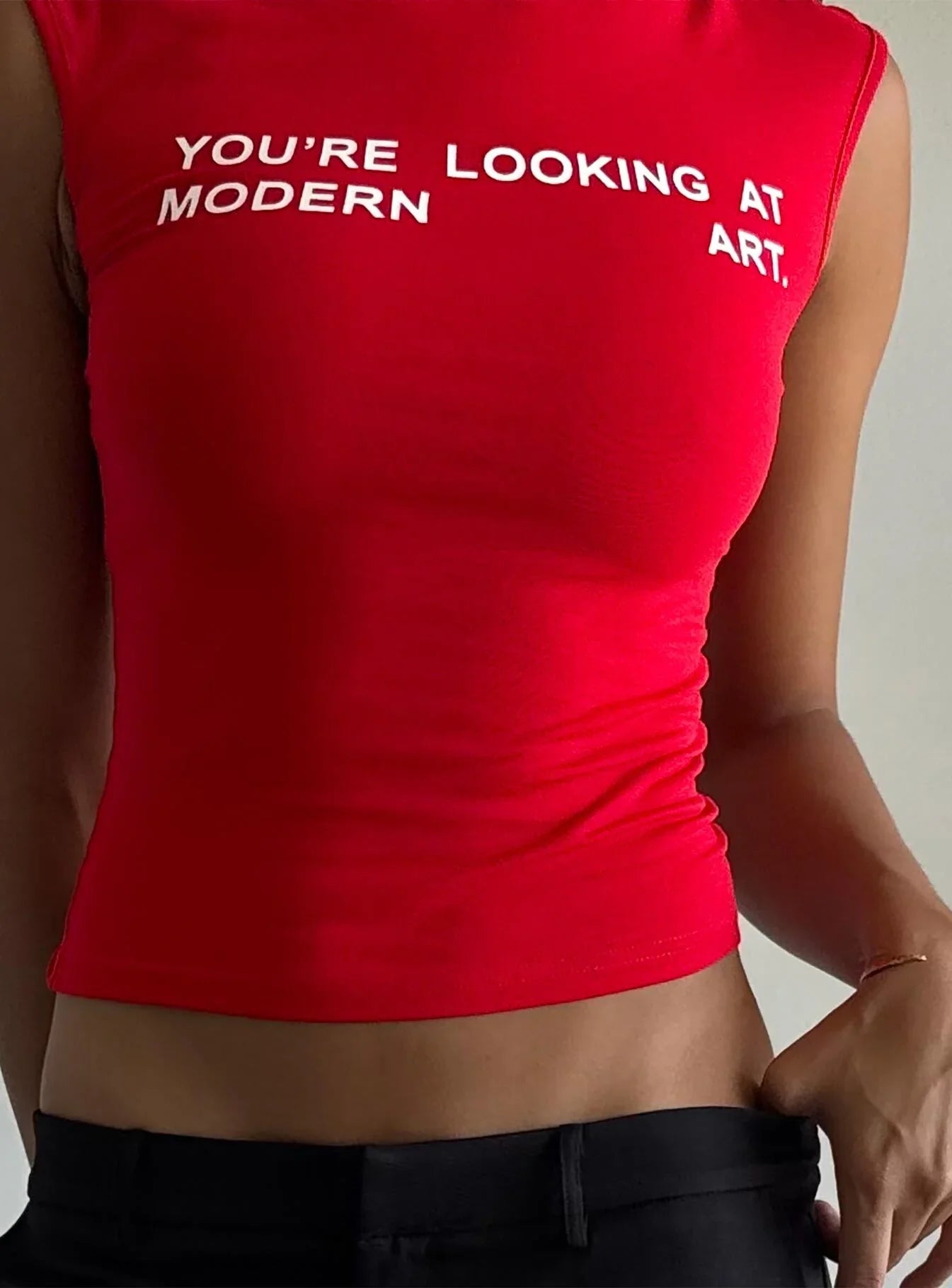 Modern Art Graphic Baby Tee Red