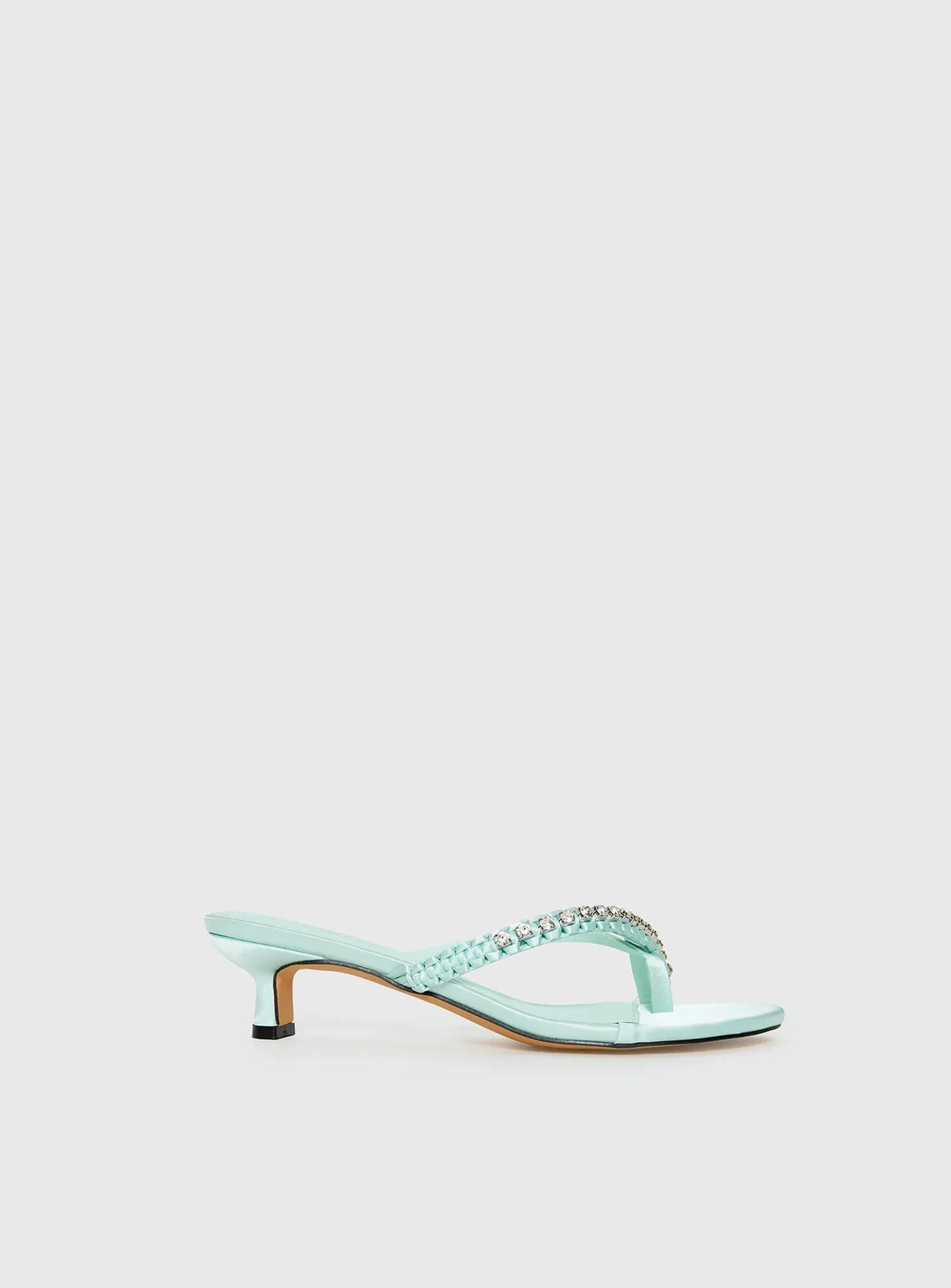 Little Italy Diamante Detail Thong Heels Aqua