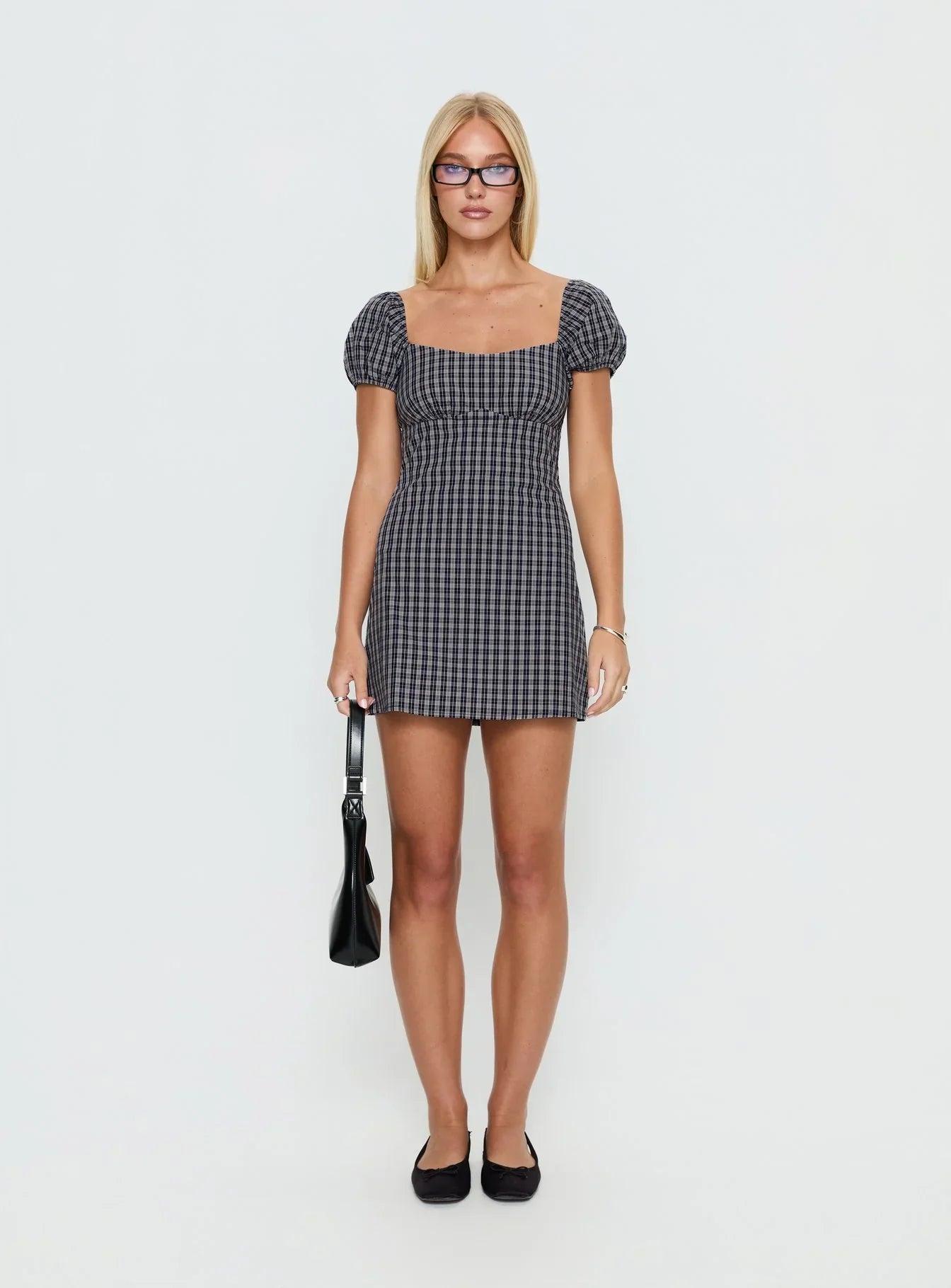 Sorynna Short Sleeve Playsuit Navy Check