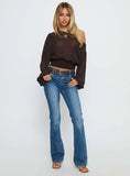 Idalina Slouchy Chiffon Top Brown
