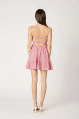 Argie Red Gingham Strapless Romper