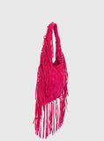 Currents Faux Suede Tassel Shoulder Bag Pink