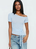Kastor One Shoulder Short Sleeve Top Pale Blue