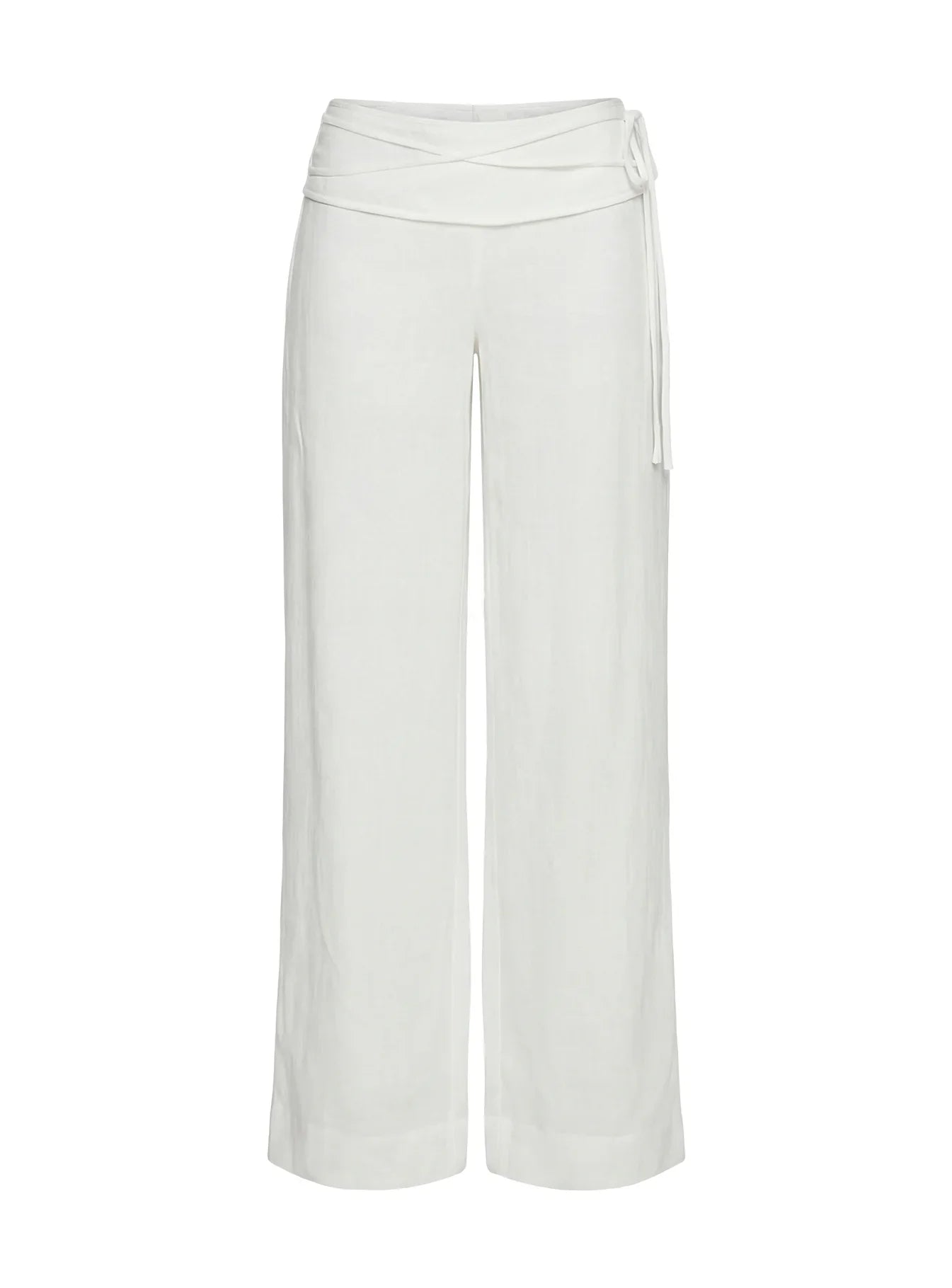 Silver Moon Linen Blend Tie Pants White