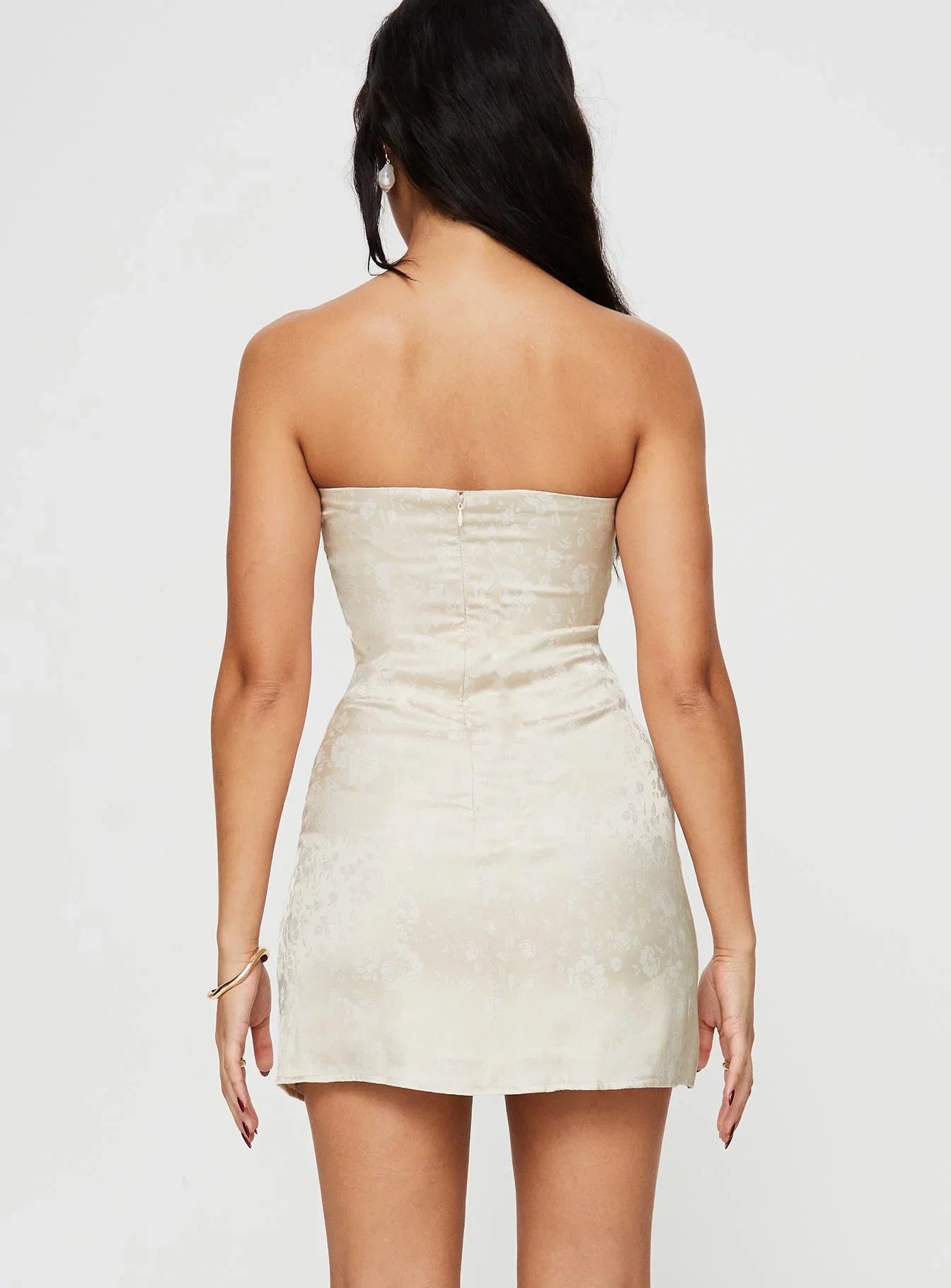 Ramie Strapless Mini Dress Champagne