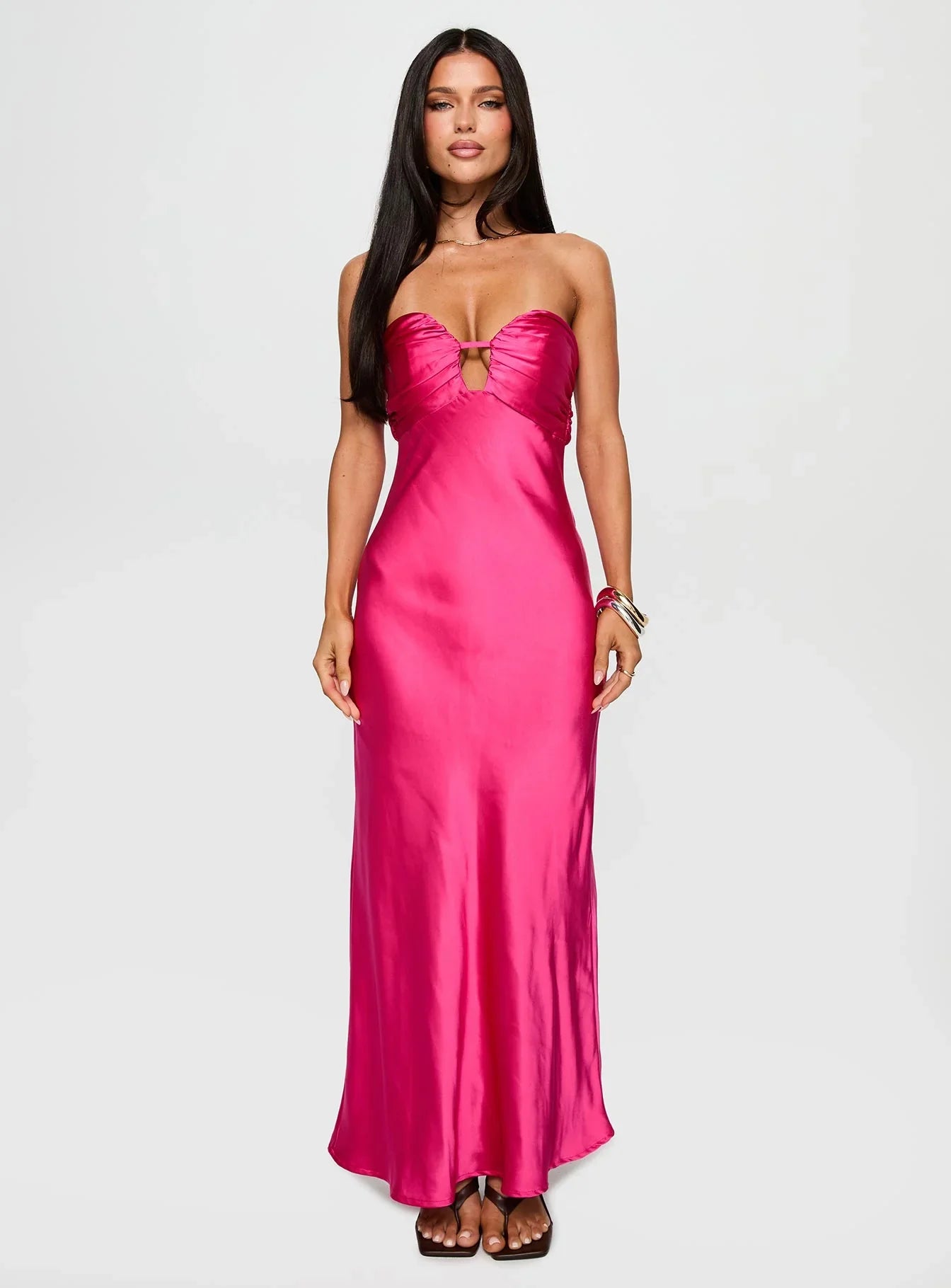 Cyprian Strapless Maxi Dress Hot Pink