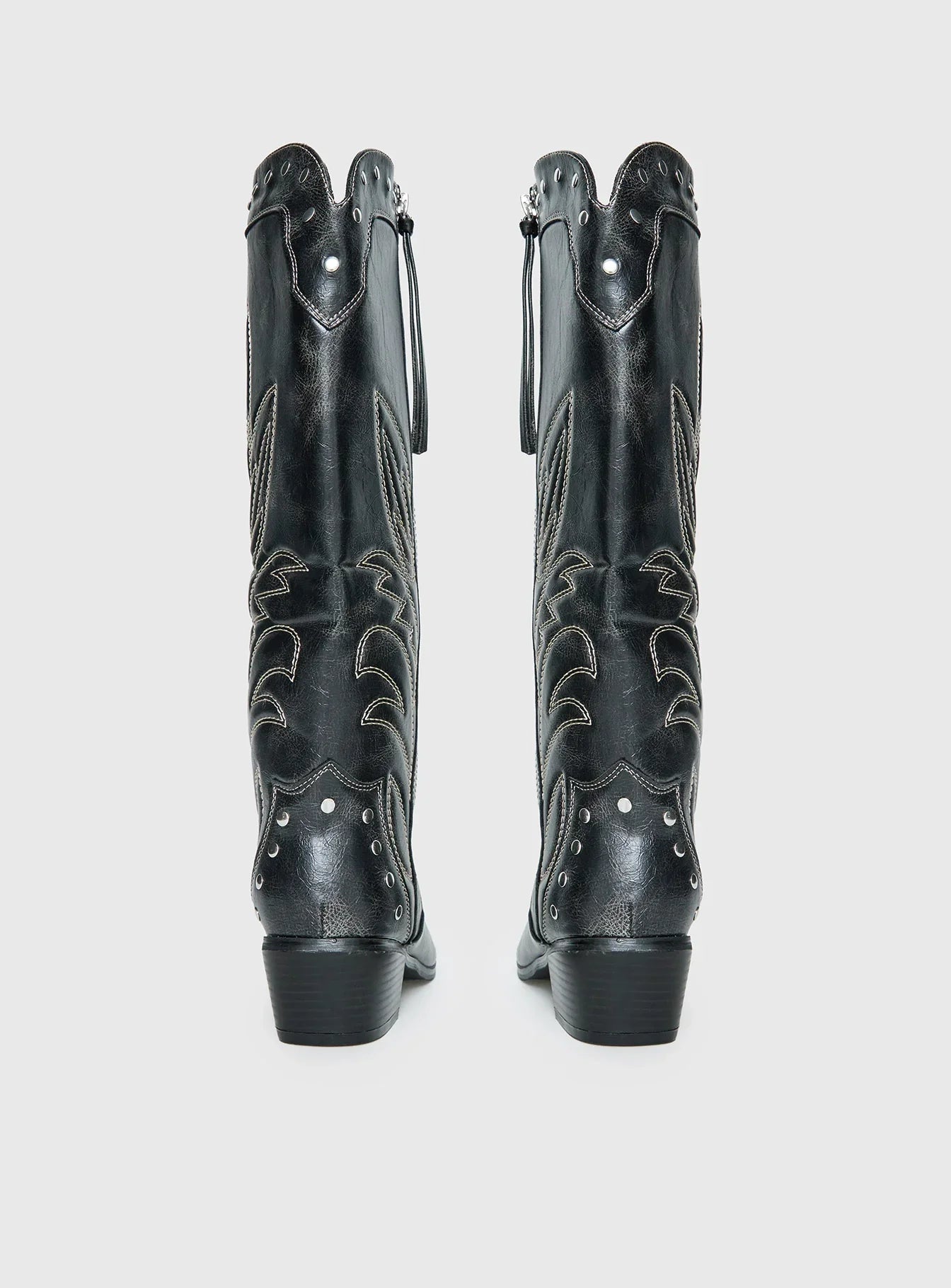 Austin Distressed Cowboy Boots Black