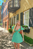 Lenah Green Eyelet Cutout Mini Dress
