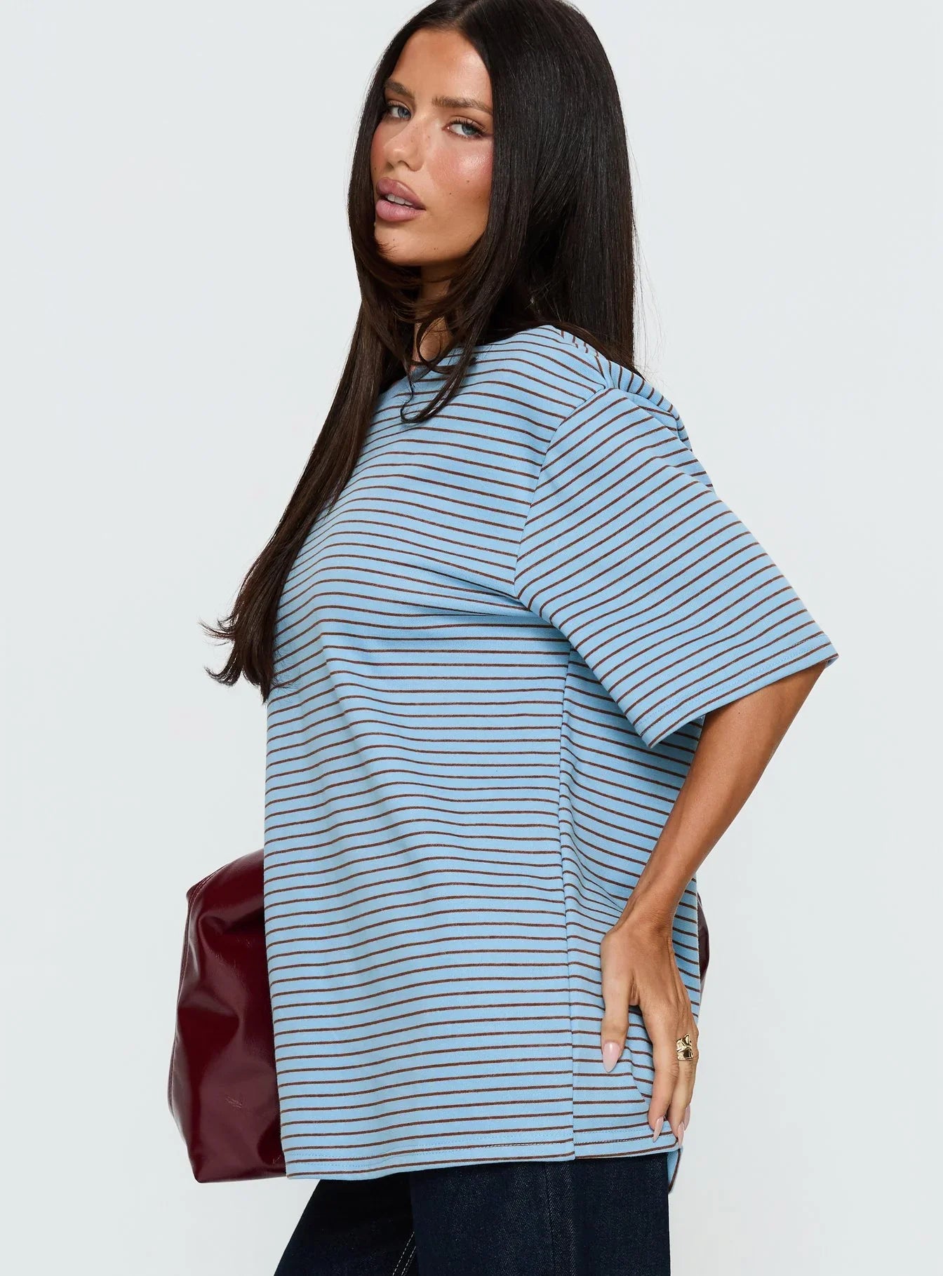 Kaitlan Short Sleeve Tee Blue Stripe