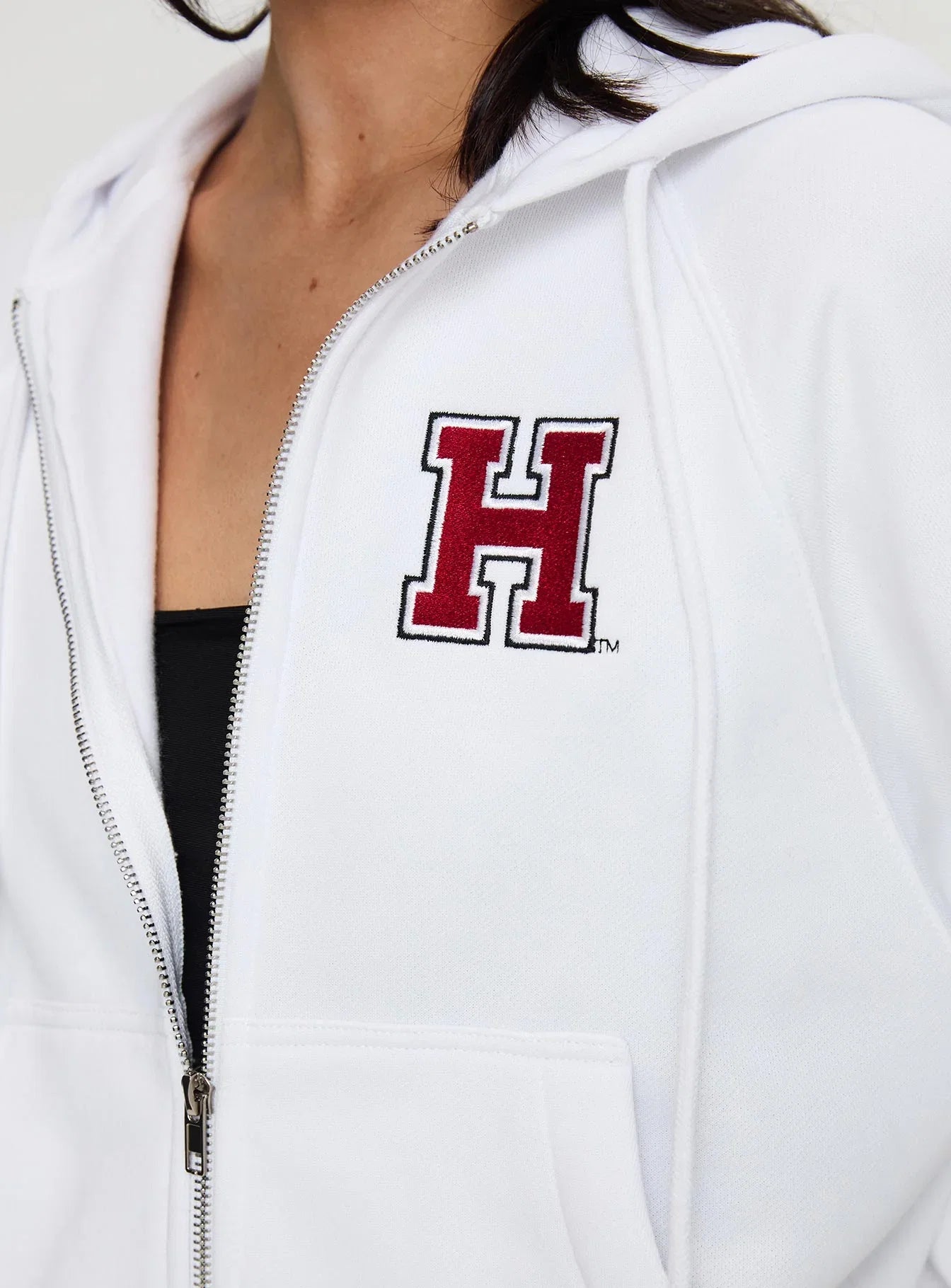Harvard Raglan Zip Up White Red