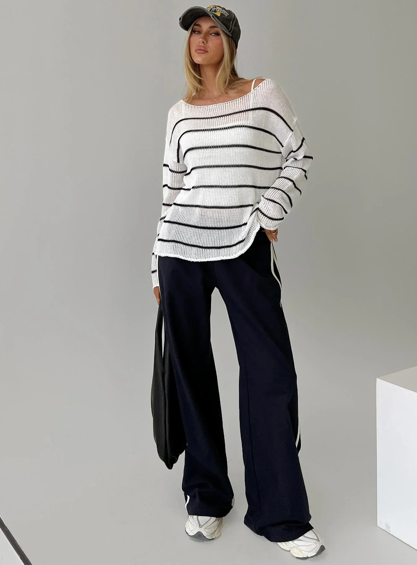Alperton Knit Sweater Cream Stripe