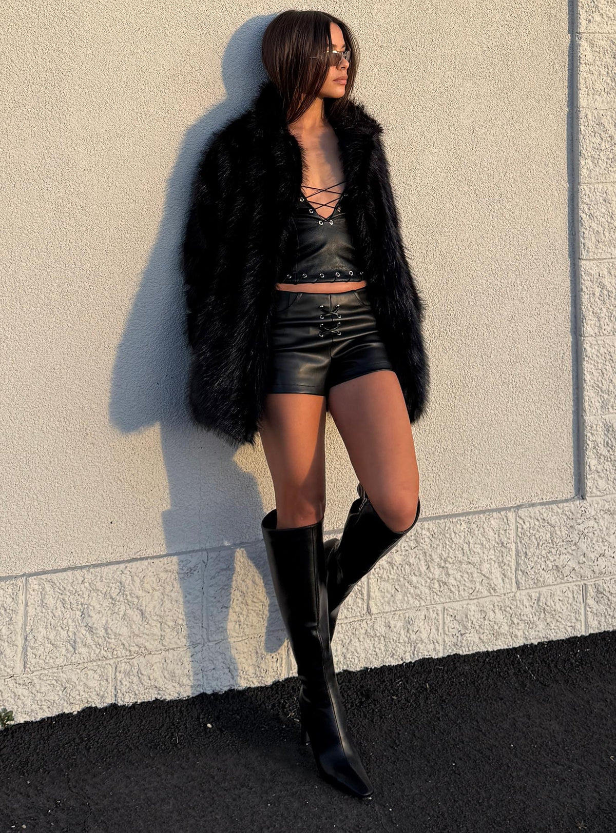 Super Trouper Faux Fur Jacket Black
