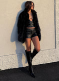 Super Trouper Faux Fur Jacket Black