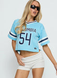 Columbia Cropped Football Jersey Tee Blue