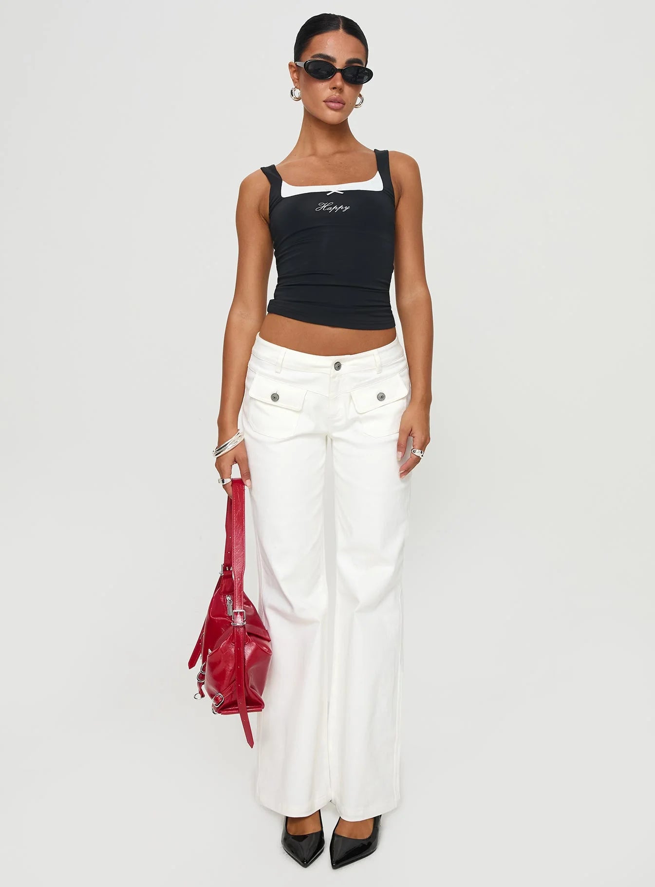 Benicale Low Rise Cargo Pants White