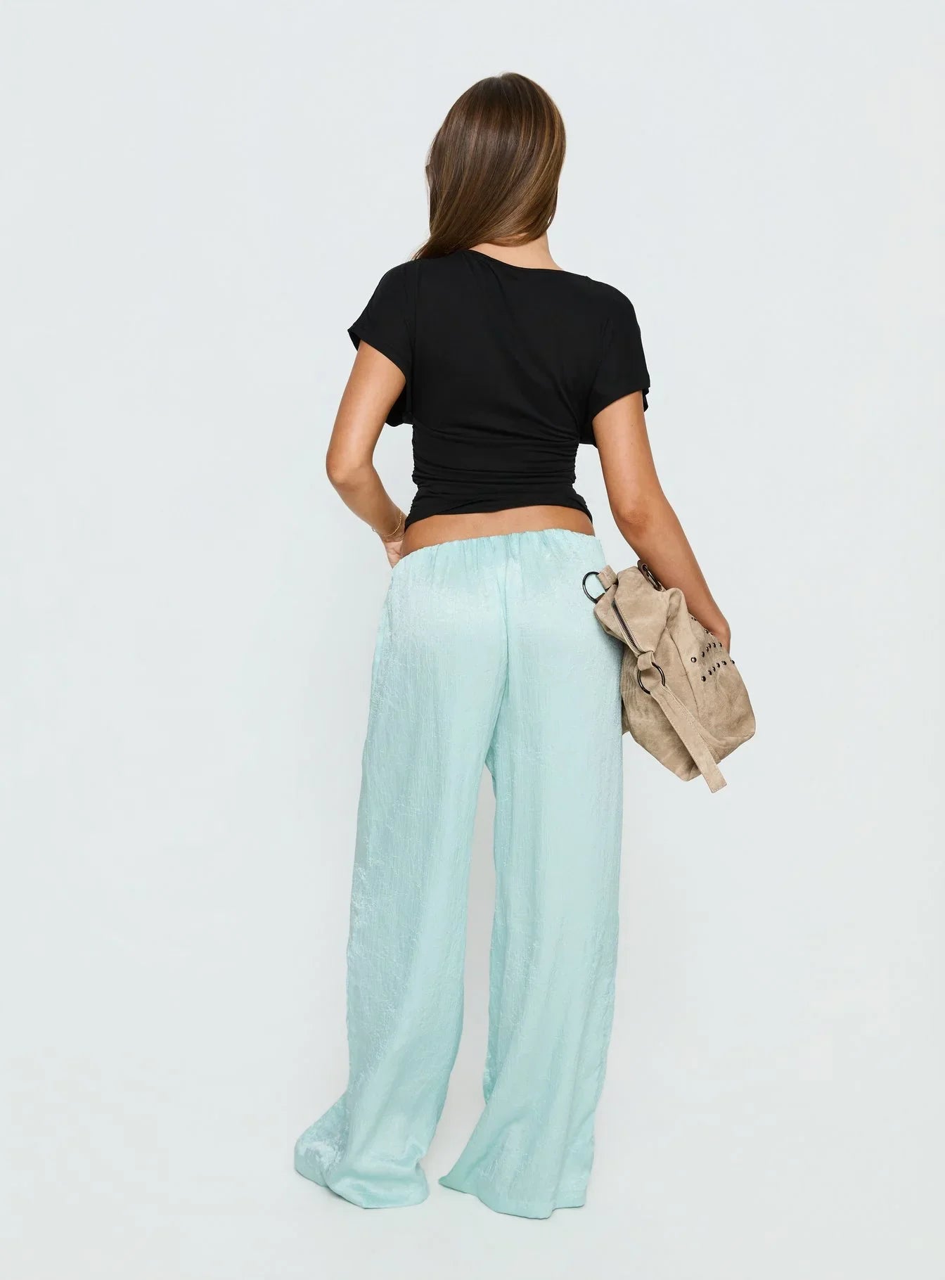 Salona Satin Straight Leg Pants Jelly Mint