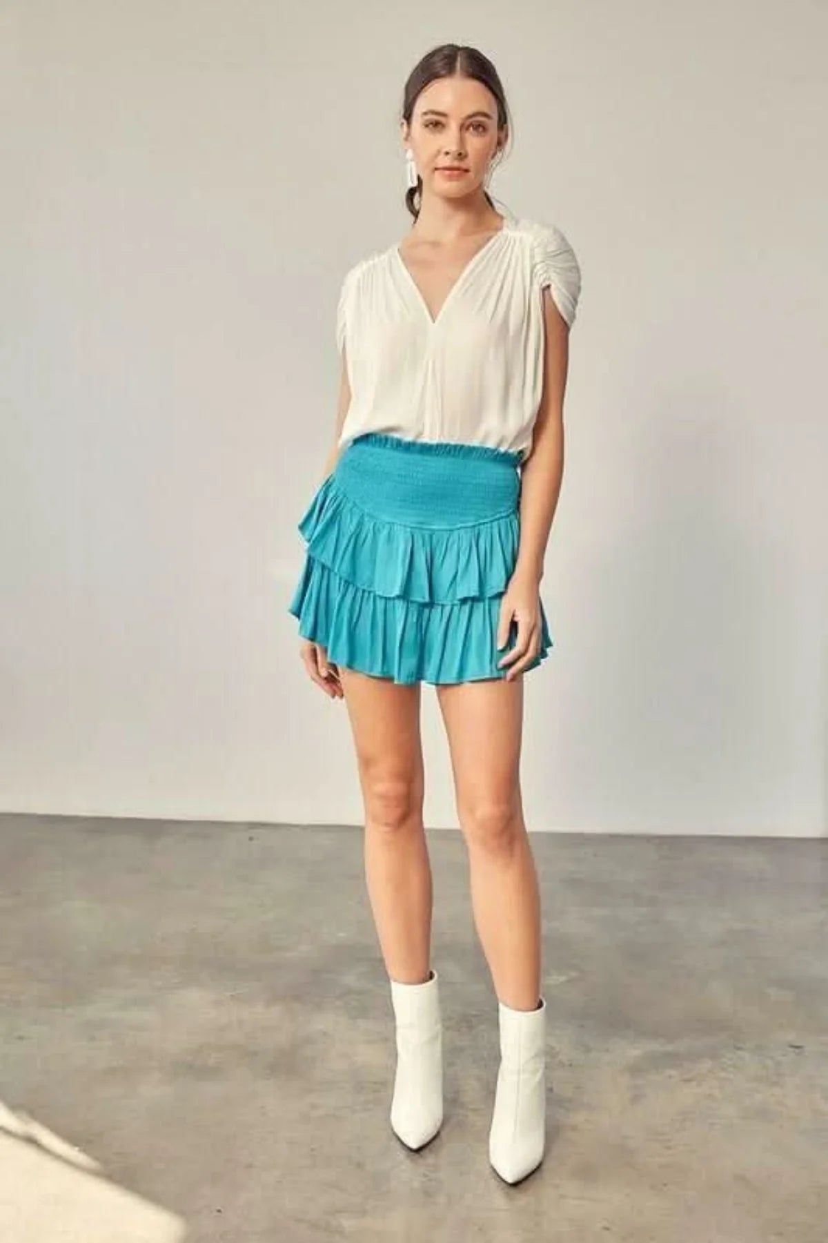 Monaco Jade Blue Ruffle Skirt