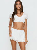 Twin Spirit Broderie Skort White