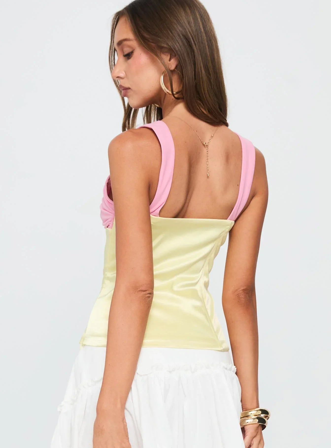 Zariela Contrast Bust Top Pink Yellow