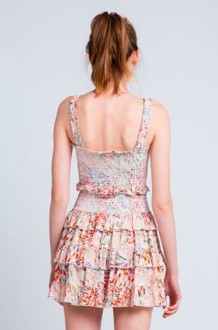 Faye Boho Print Two Piece Smocked Mini Dress