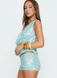 Views Of Capri Plunge Neck Top Blue