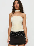 Plentiful Strapless Scarf Detail Top Champagne