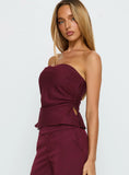 Keighly Strapless Draped Top Berry Pinstripe