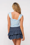 Selma Light Blue Floral Corset Top