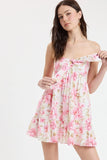 Sammie Pink Floral Eyelet Strapless Mini Dress