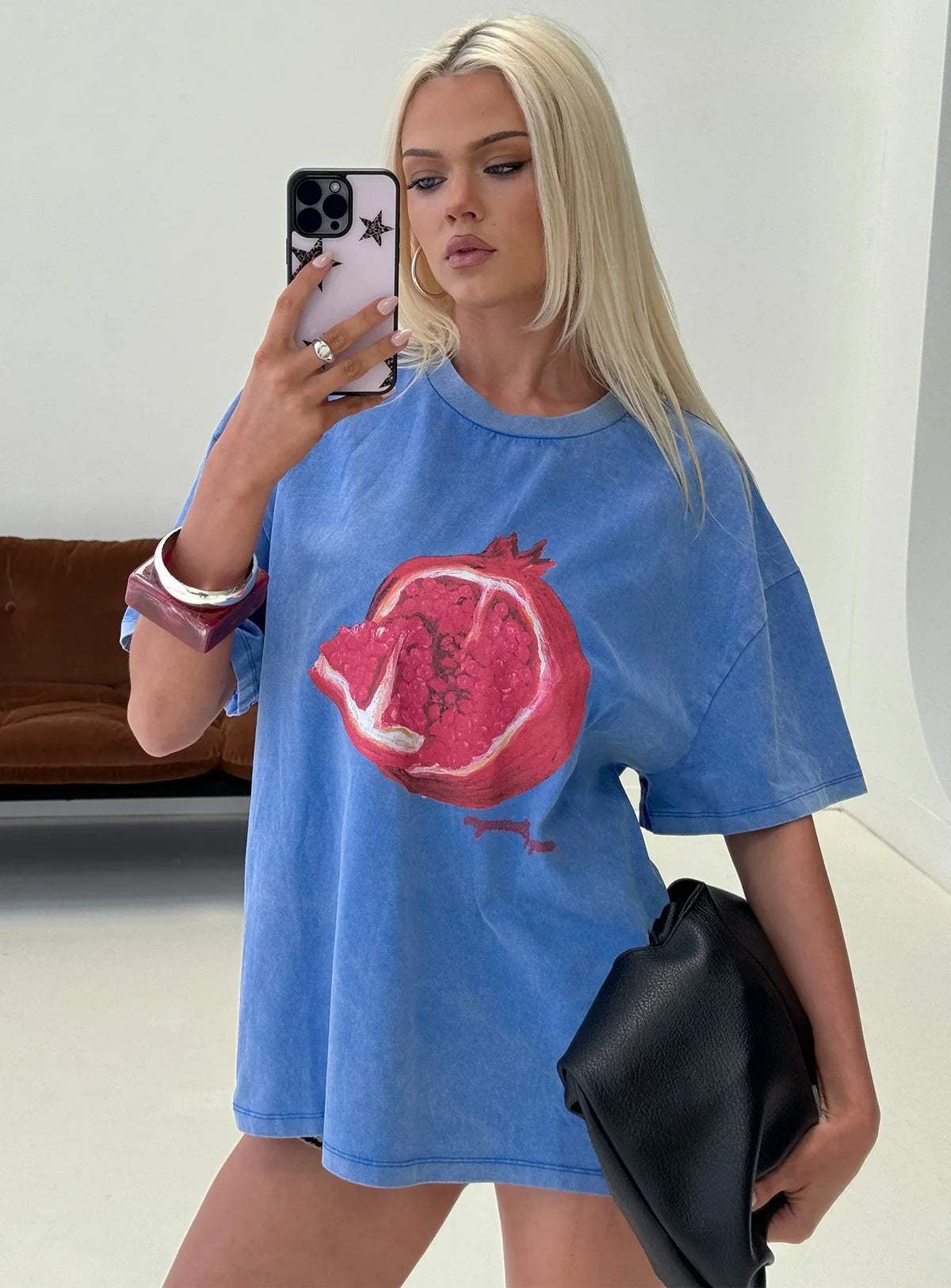 Linsay Oversized Graphic Tee Blue / Pomegranate