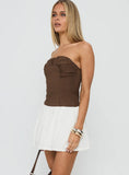 Sicialia Strapless Mini Dress Brown White