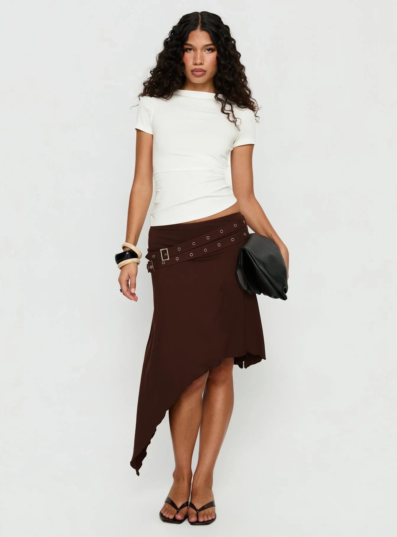 Chelese Cut Out Ruched Top White