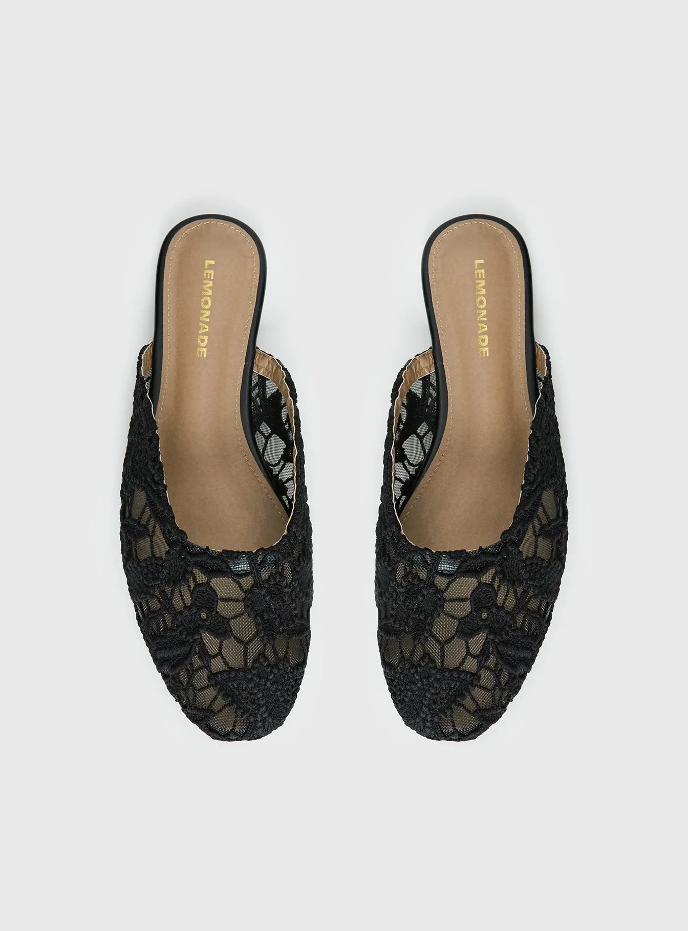 Gretta Lace Slip On Flats Black