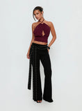 Lindie Tie Back Ring Detail Top Wine