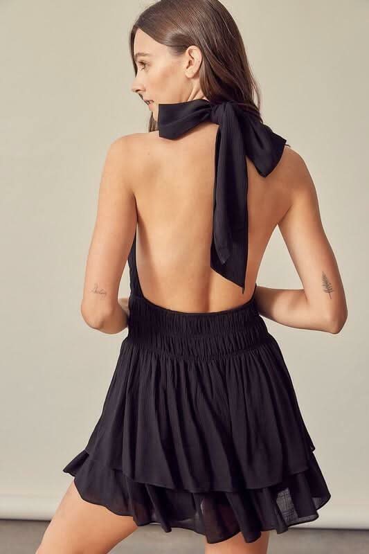 Tracie Black Halter Romper
