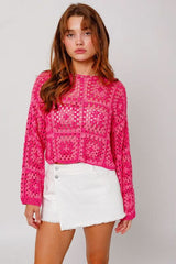 Judy Pink and Fuchsia Crochet Sweater
