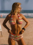 Tan Lines Micro Swim Shorts Red Green Stripe