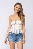 Amelia White Embroidered Strapless Top