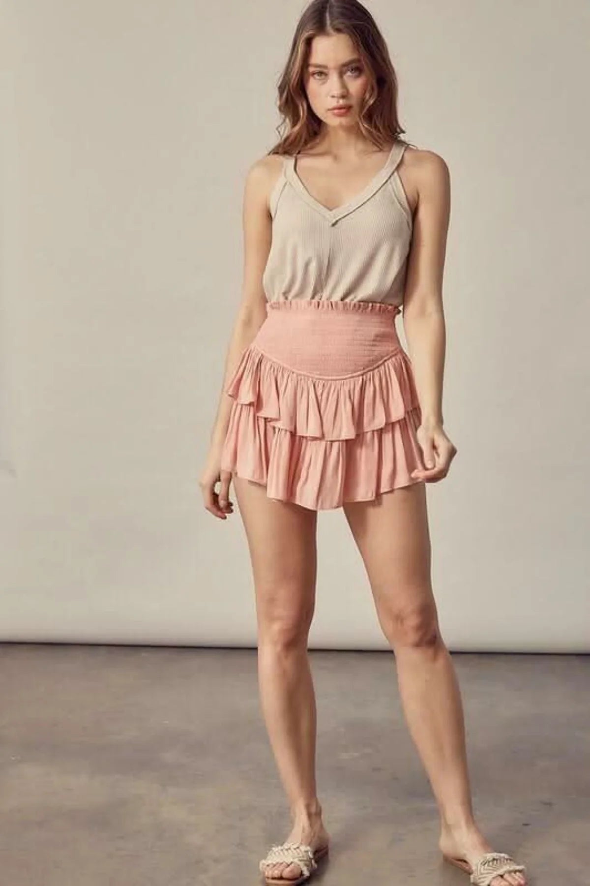 Monaco Coral Cloud Ruffled Skort