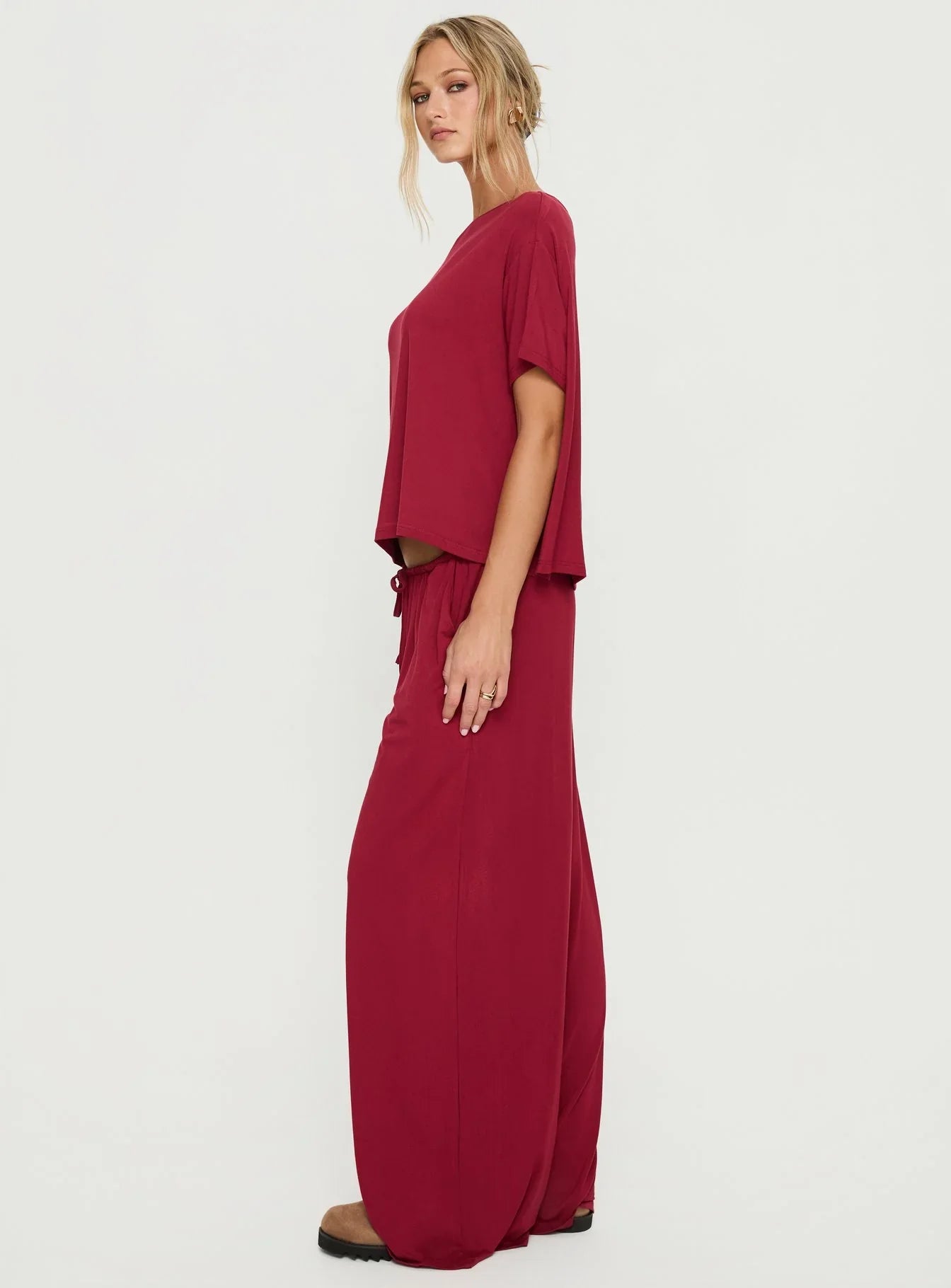 Cozy Hour Sleep Relaxed Pants Red