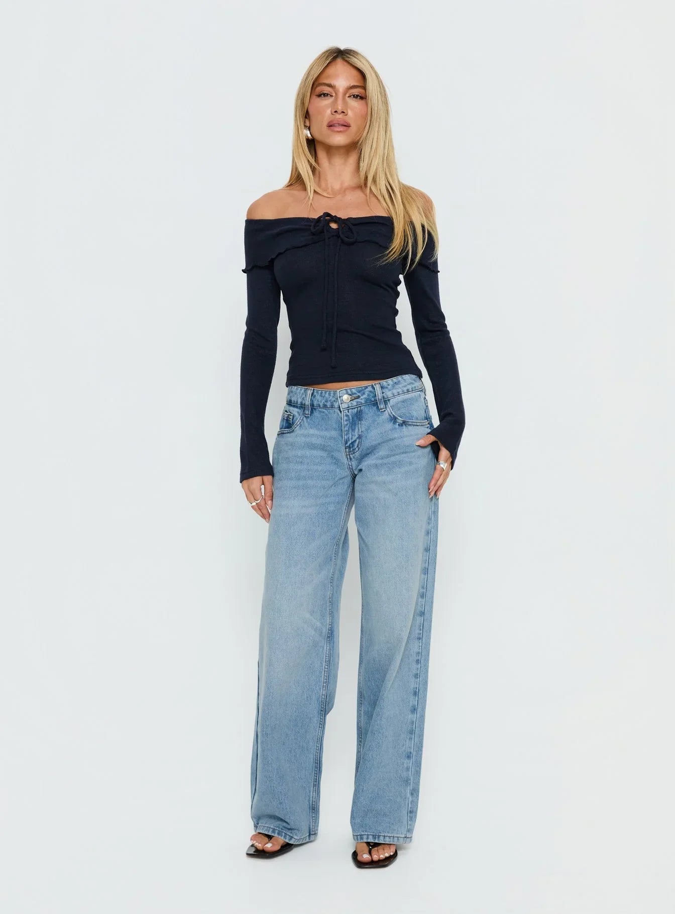 Ellanor Low Rise Slouch Denim Jean Washed Mid Blue Wash