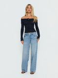 Ellanor Low Rise Slouch Denim Jean Washed Mid Blue Wash