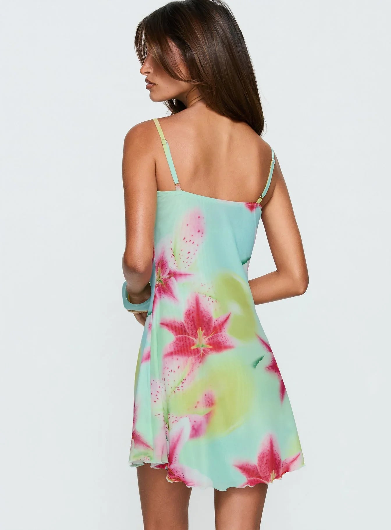 Roserie Lace Trim Mini Dress Multi Floral