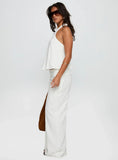 Silver Moon Linen Blend Tie Pants White