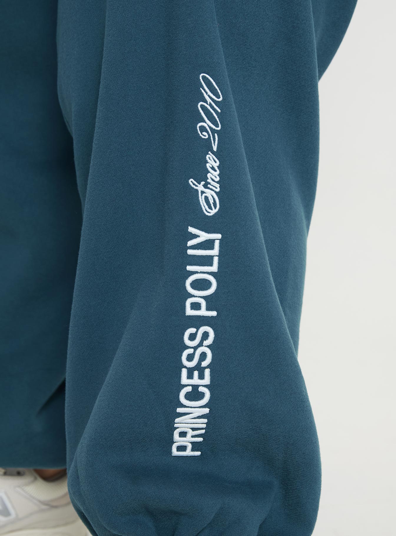 Princess Polly Track Pants Block Cursive Text Slate Curve