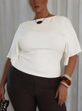 Arazia Cinched Short Sleeve Top White Curve
