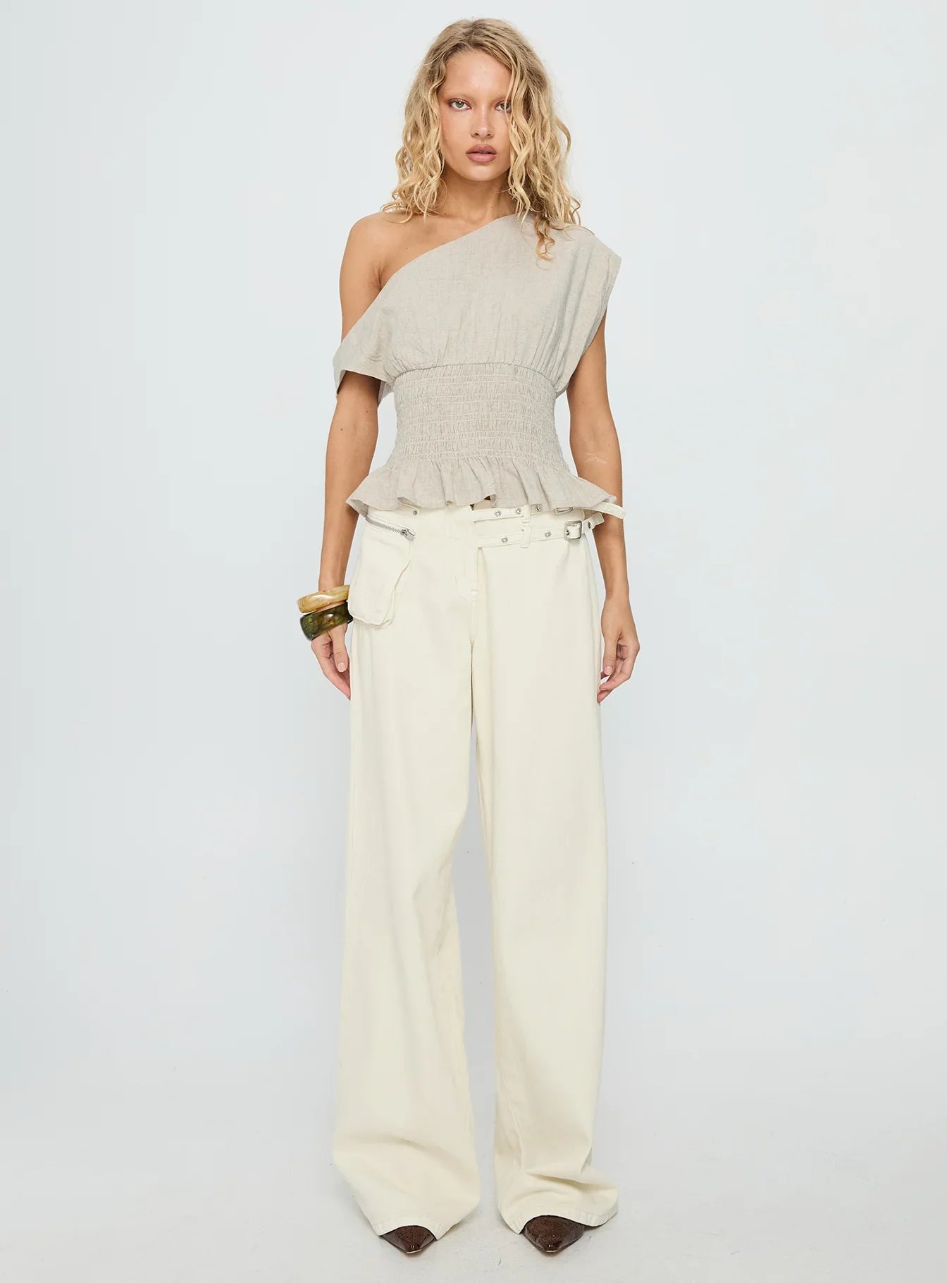 Syrena Off The Shoulder Top Natural